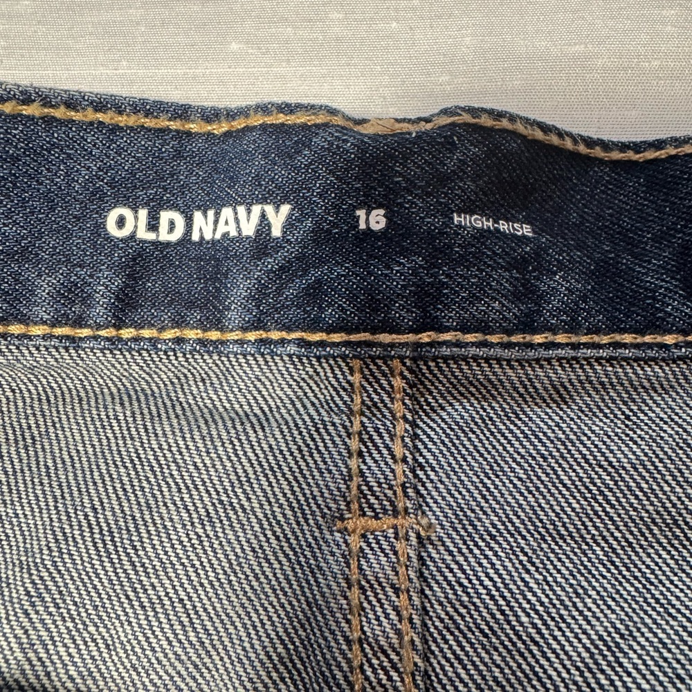 Old Navy Dark Blue Button-Front A-Line Denim Skirt - Picture 3 of 7